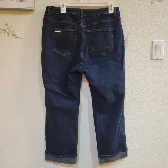 Michael Kors Navy Denim Jeans with Gold Button - Picture 2 of 7